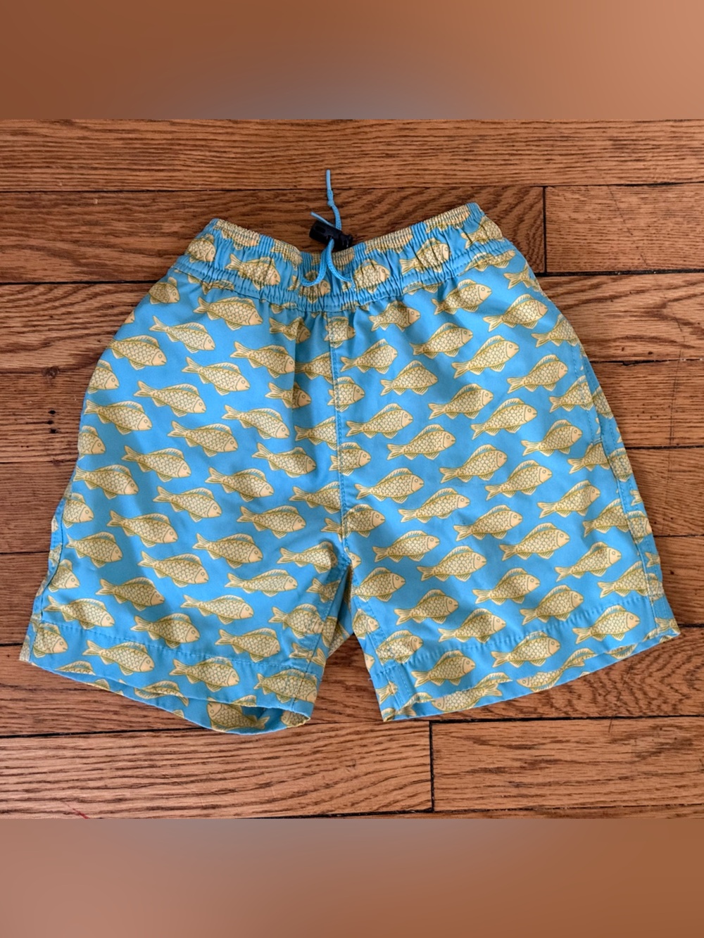 Crewcuts Blue & Gold Fish Swim Trunks - Size 5